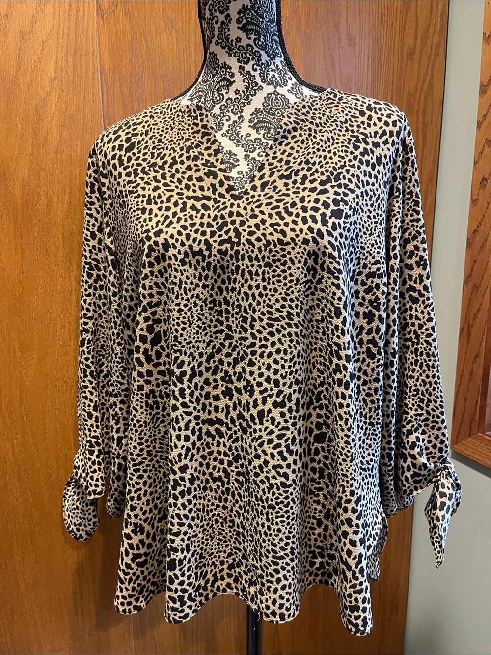 Michael Kors Leopard-Print V-Neck Tunic in Tan and Black